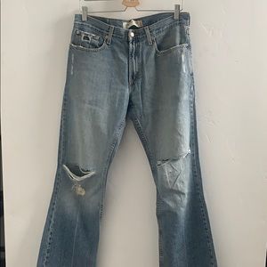 Levi's 527 relaxed fit distressed boyfriend jeans